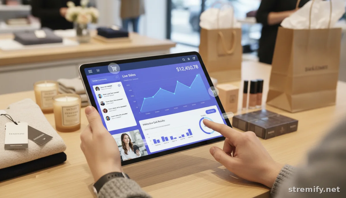 bigcommerce shopify live sales dashboard with social comments and interactive quizzes