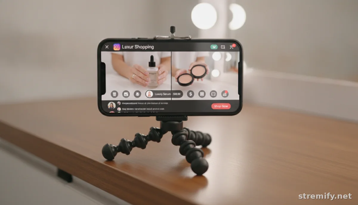 Instagram live shopping stream showing tagged products during a demo