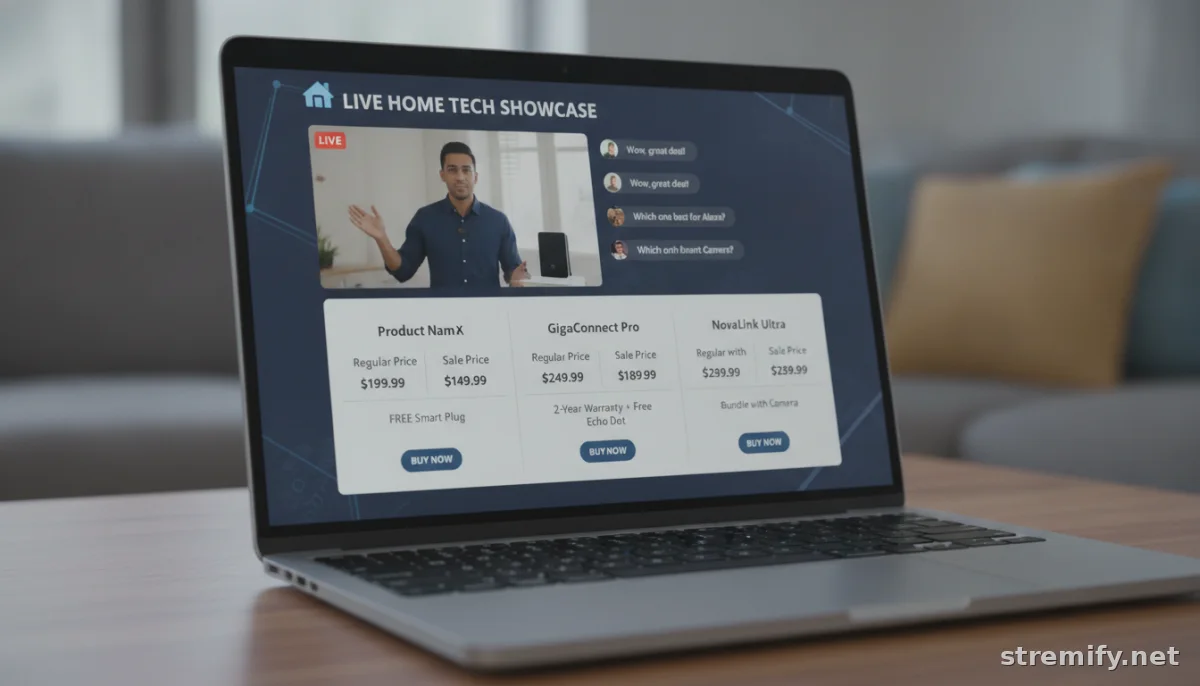 comparison table of products and offers during a live shopping stream