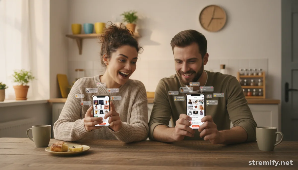 Shoppers playing interactive quiz game during live ecommerce stream