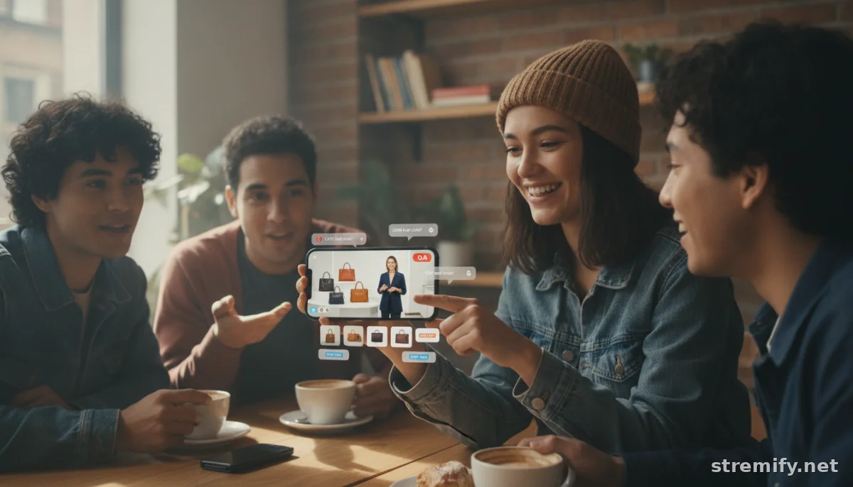 Shopper using interactive Q&A on live shopping stream to reduce returns.
