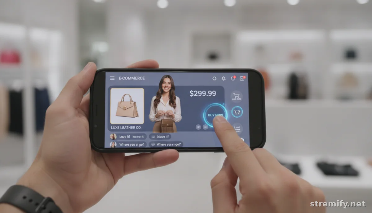 live shopping tips on a smartphone with interactive buy buttons and product overlays