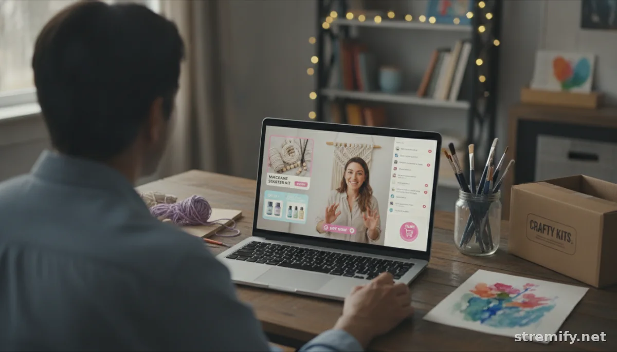 laptop showing live shopping for DIY craft products