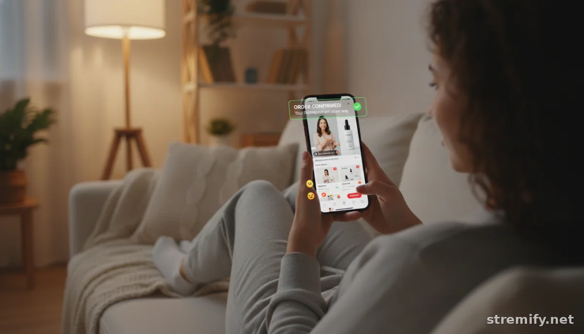 shopper uses live stream order tracking solutions on phone during live shopping event