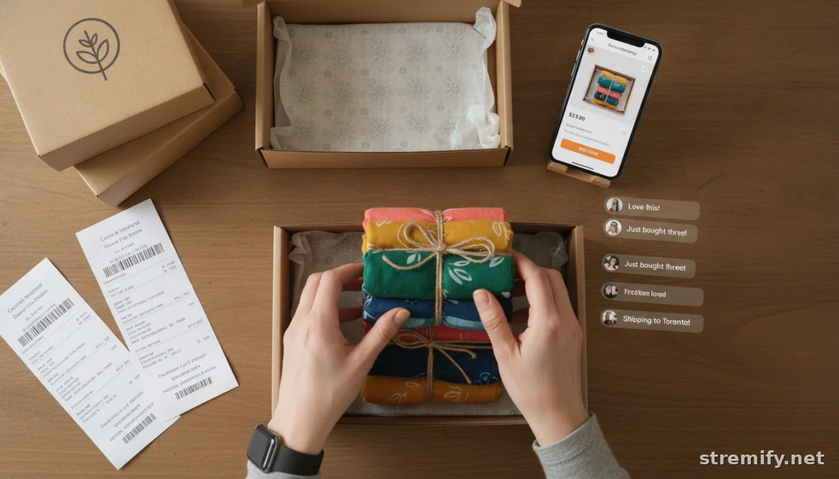 Merchant packing custom product bundles for live stream sales