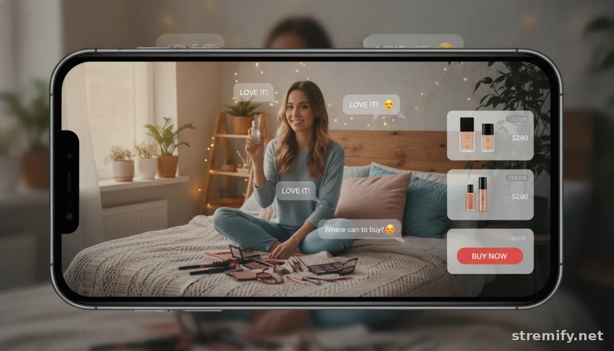 micro-influencer hosting live commerce event with real-time interaction