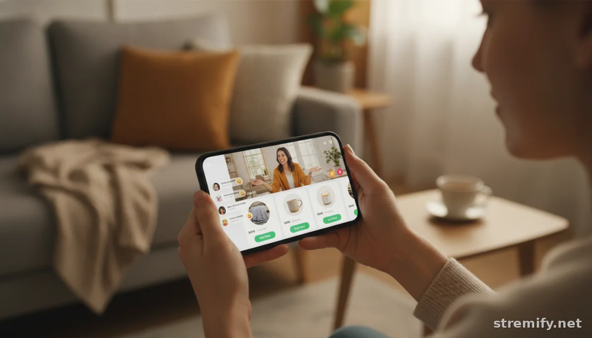 shopper buying from a live shopping stream on phone during a multichannel event