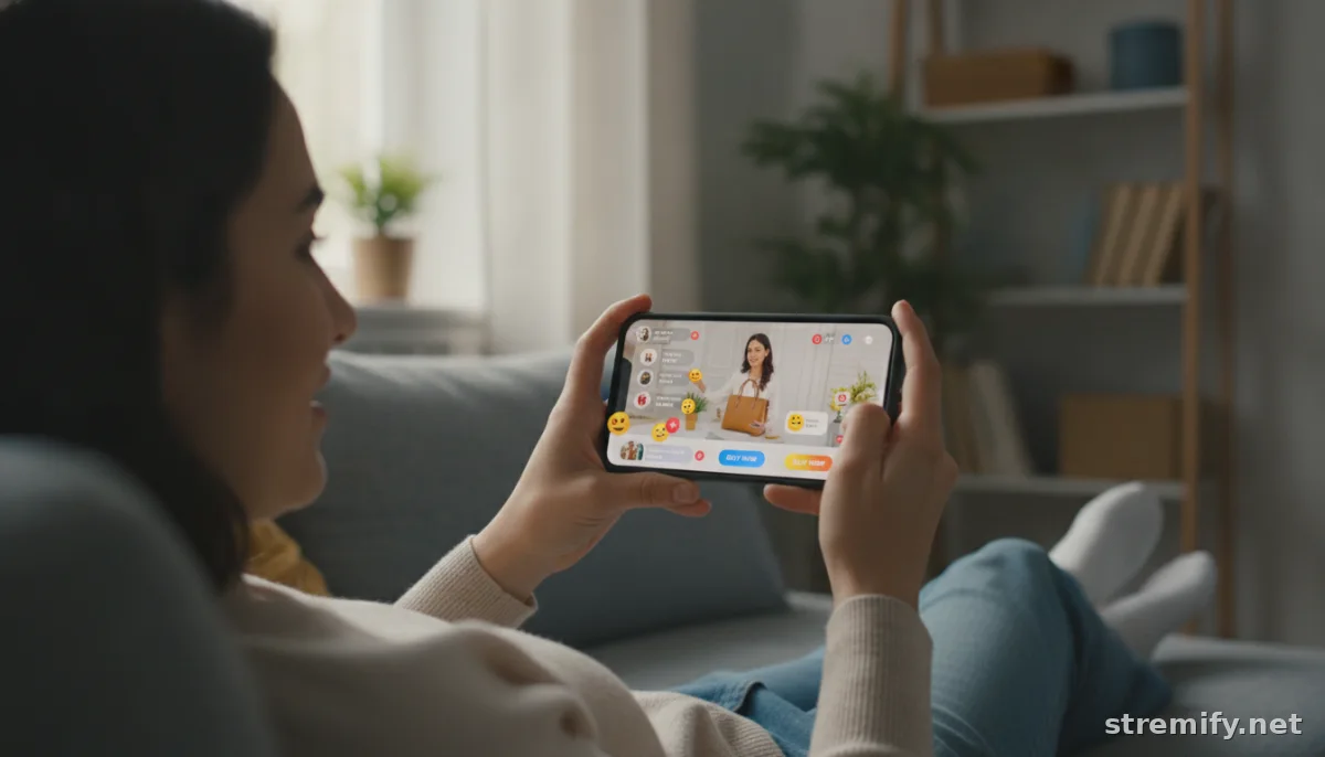 Shopper checking legal requirements for online live selling on a phone during a live stream