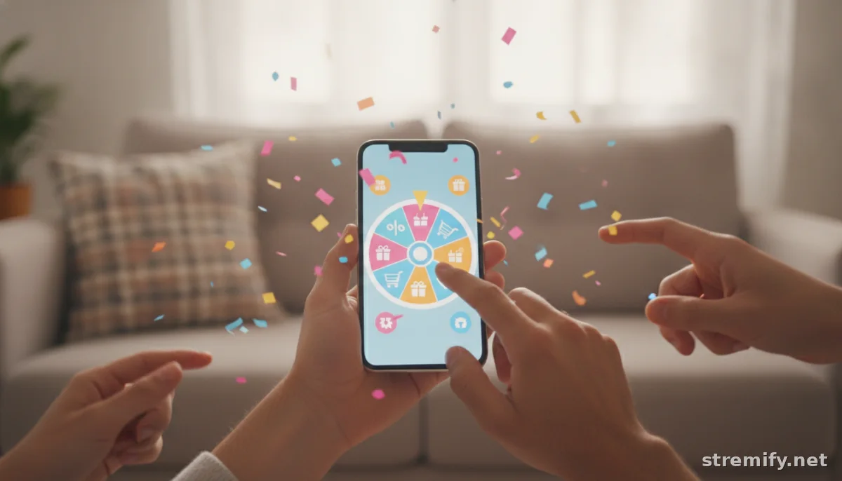 Interactive spin-to-win wheel game for ecommerce, smartphone view