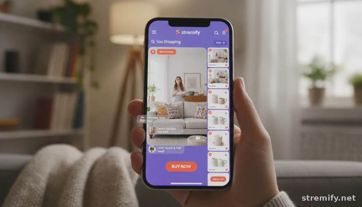 Stremify live shopping stream with product feed and comment-to-buy feature for creators