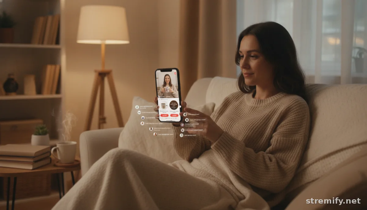 Person watching a multi-platform live shopping stream as a TikTok Shop alternative