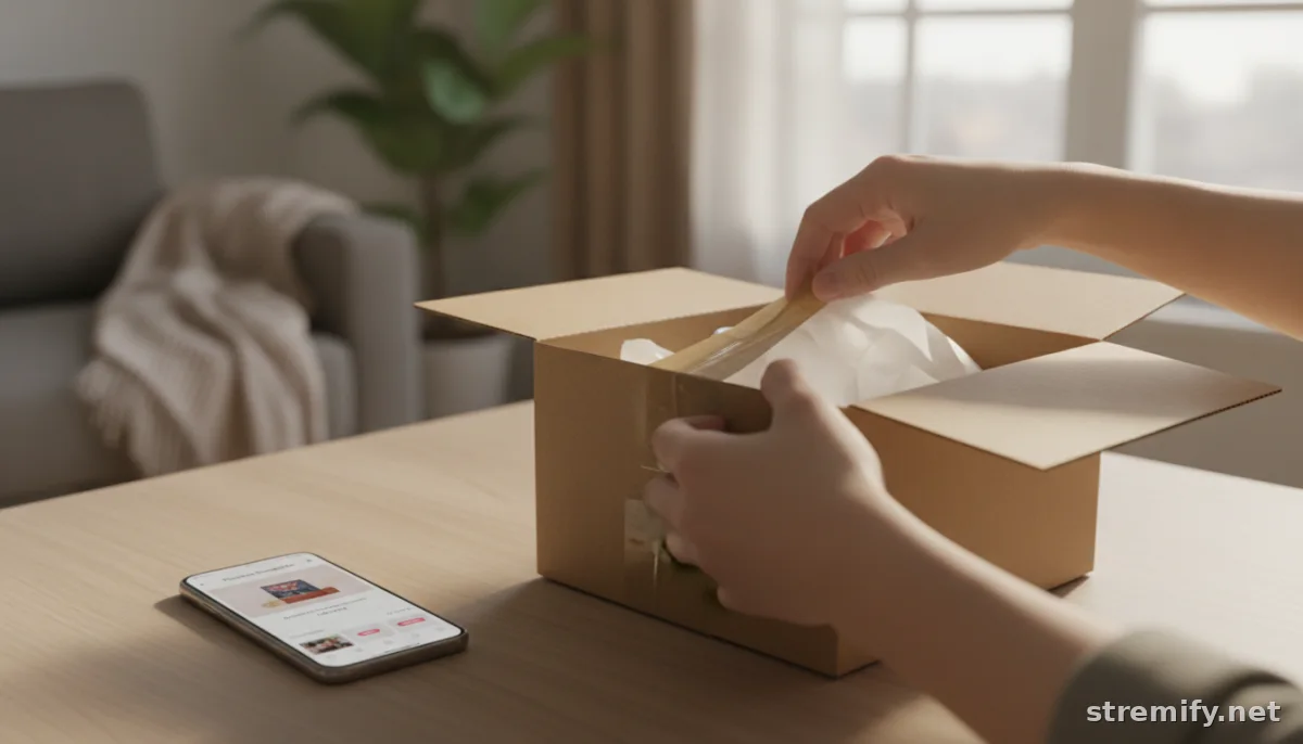 unboxing a product bought via stremifys features during a live shopping event