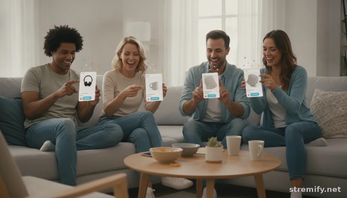 Shoppers watch live shopping on smartphones with interactive product cards, integrating email marketing with live shopping.