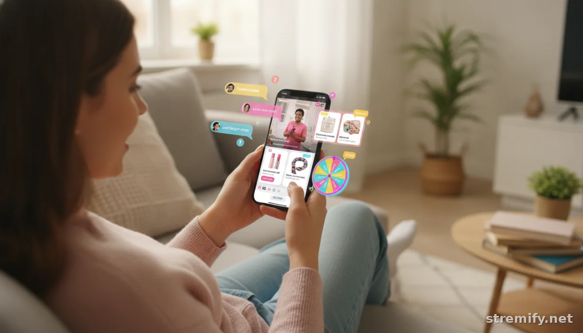 Shopper playing interactive shopping games for ecommerce on a smartphone with spin-to-win wheel